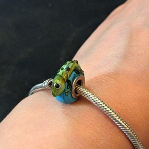 Crocodile Lizard Glass And Sterling Silver Charm